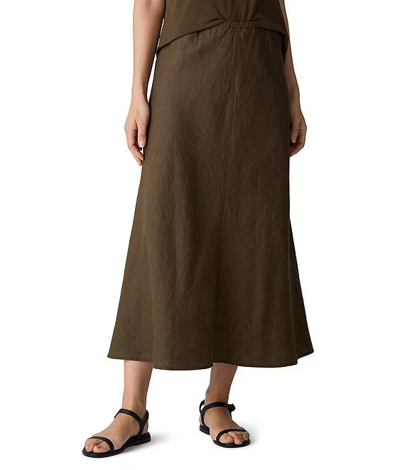 XIAOCHAN-Organic Linen A-Line Bias Skirt