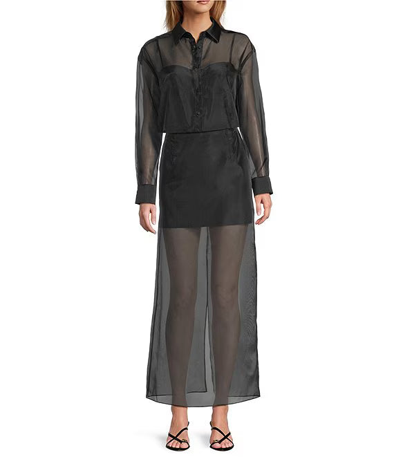XIAOCHAN-Priscilla Coordinating Sheer Organza Midi Skirt