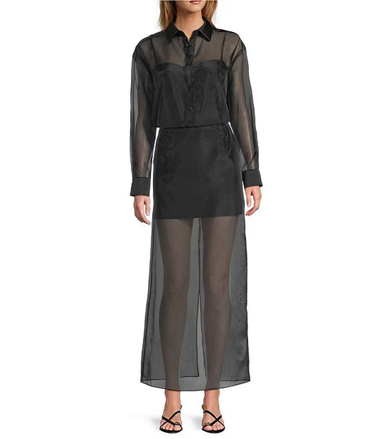 XIAOCHAN-Priscilla Coordinating Sheer Organza Midi Skirt