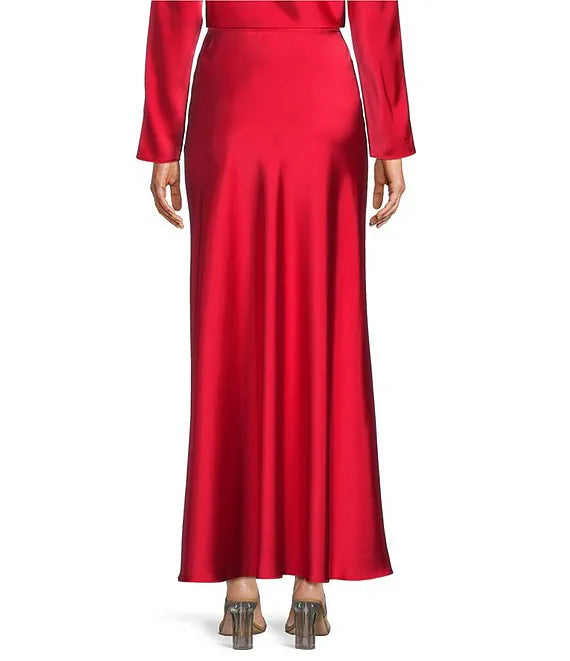 XIAOCHAN-Bella A-Line Satin Maxi Skirt